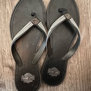 Harley-Davidson Black Sandals with Rhinestones